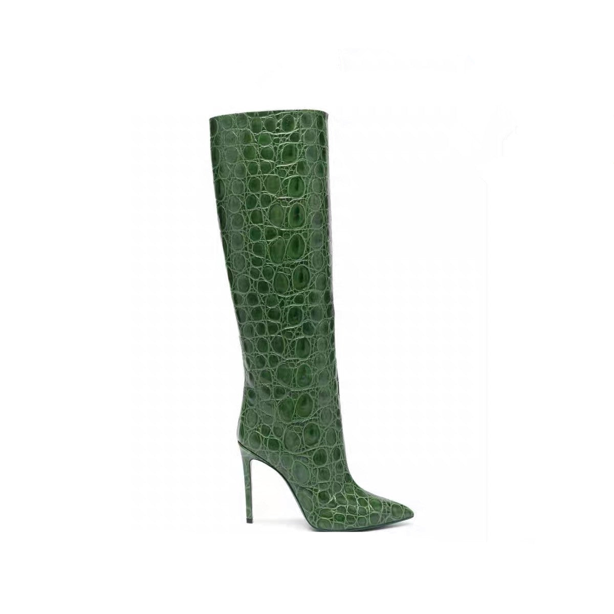 Women's Snake Print Mid-Calf Boots, Pointed Toe Stiletto