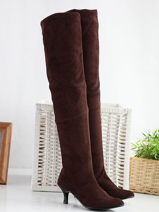 Women's Tall Suede Boots, Pointed Toe Stiletto Heel