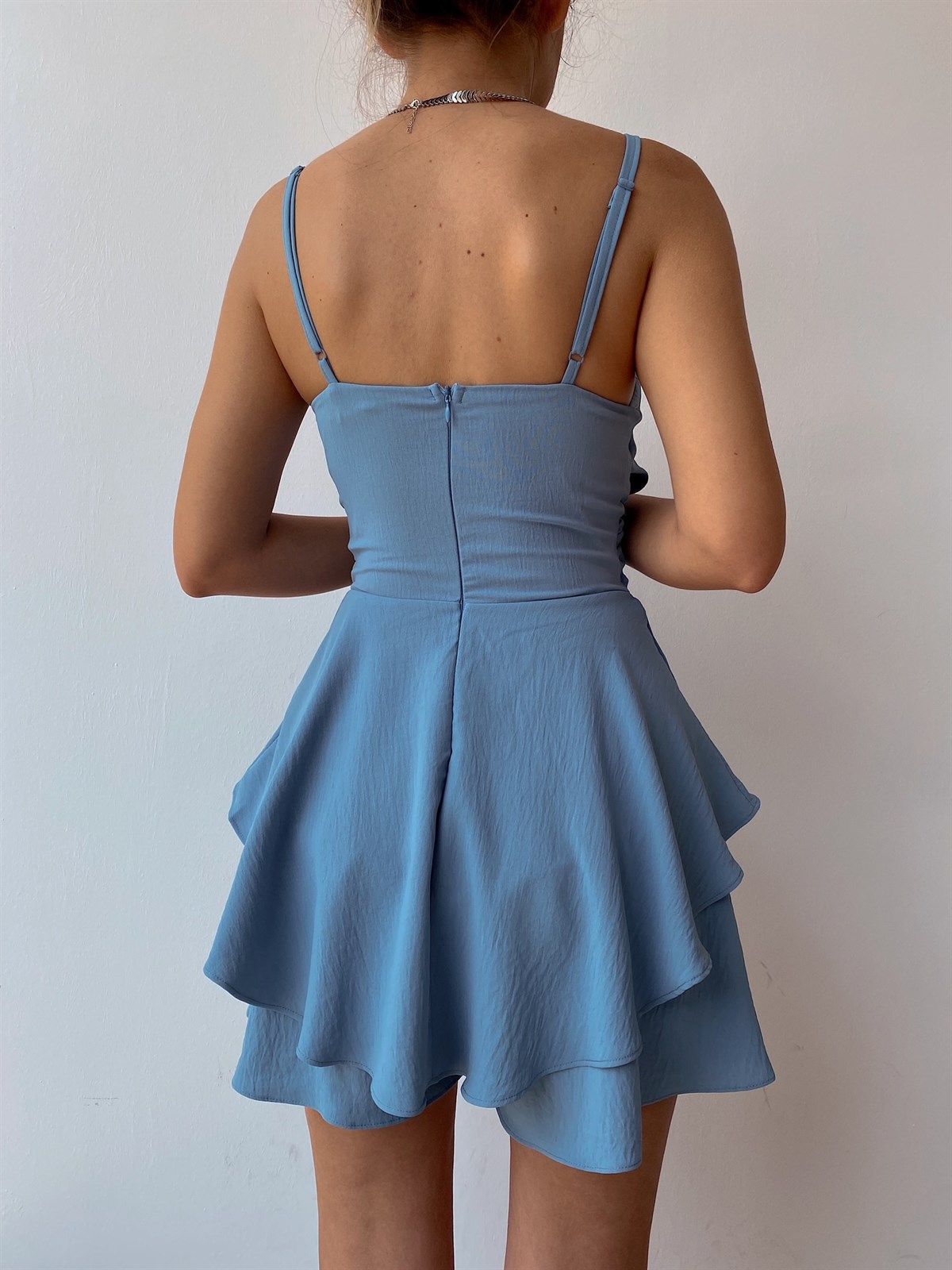 Women's Zip Front Romper, Spaghetti Strap Knee Length