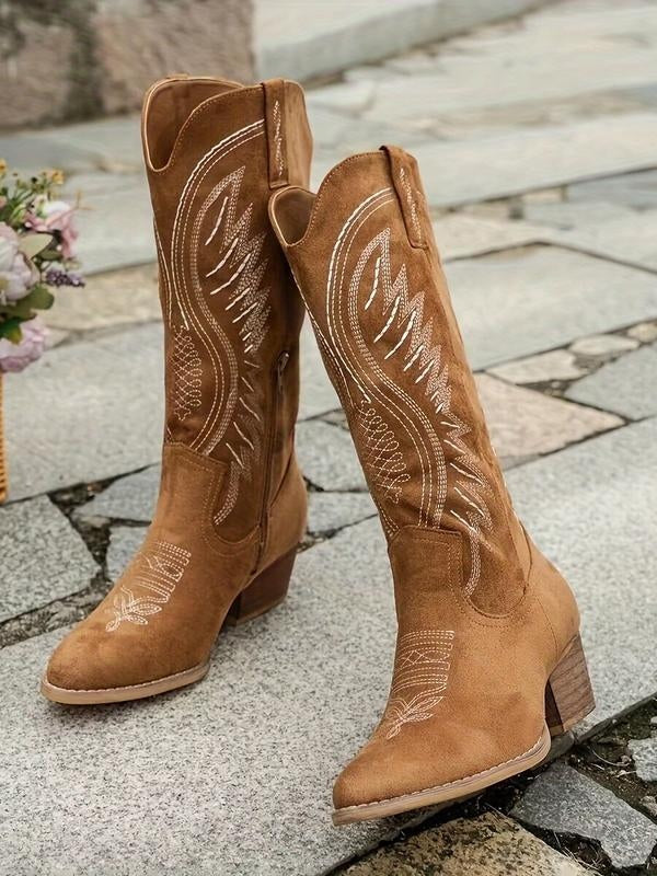 Women's Satin Cigarette Boots, Slim Fit Low Heel