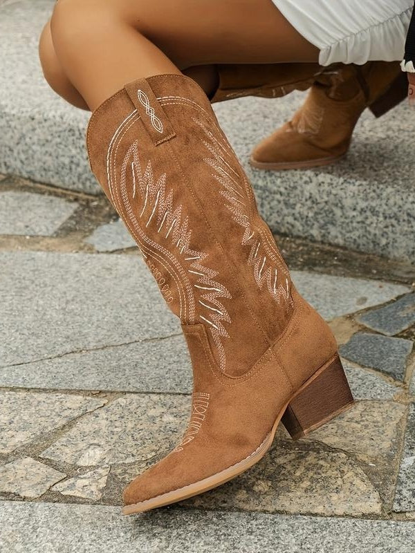 Women's Satin Cigarette Boots, Slim Fit Low Heel