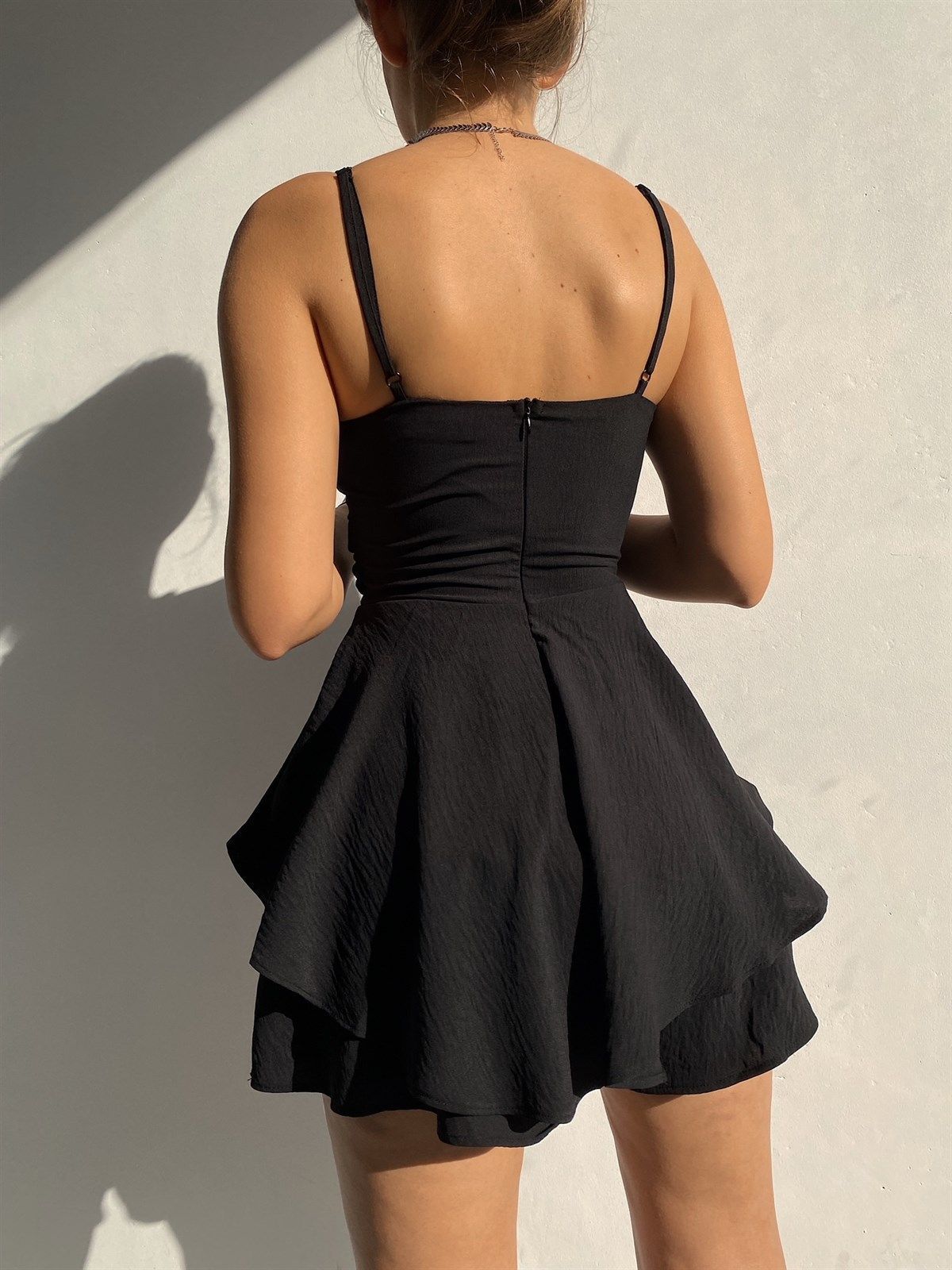Women's Zip Front Romper, Spaghetti Strap Knee Length