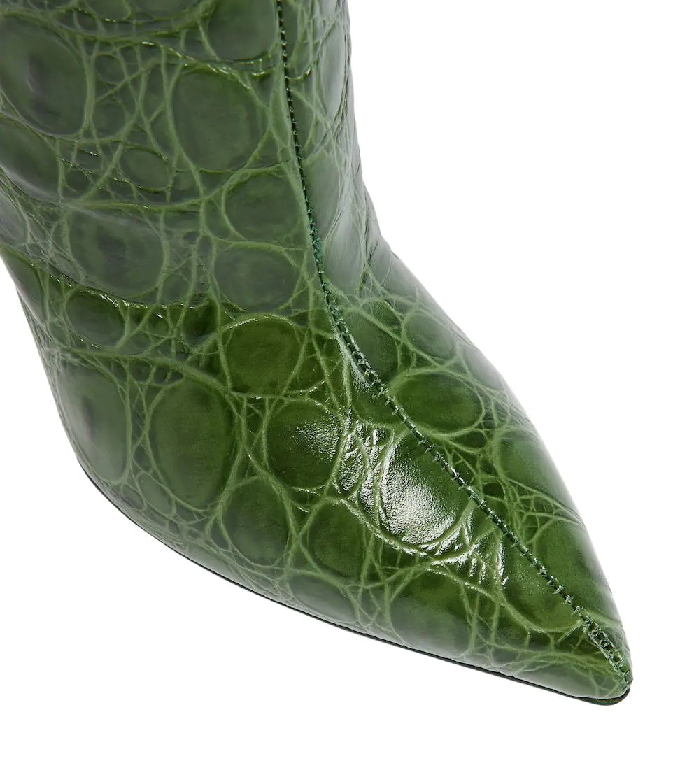 Women's Snake Print Mid-Calf Boots, Pointed Toe Stiletto