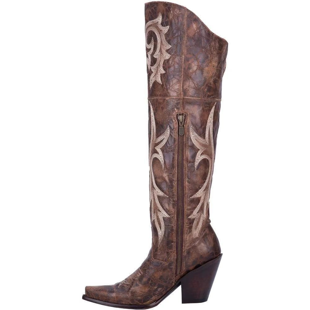 Women's Tall Suede Boots, Paneled Block Heel
