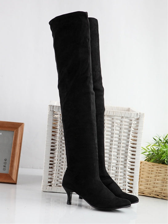 Women's Tall Suede Boots, Pointed Toe Stiletto Heel