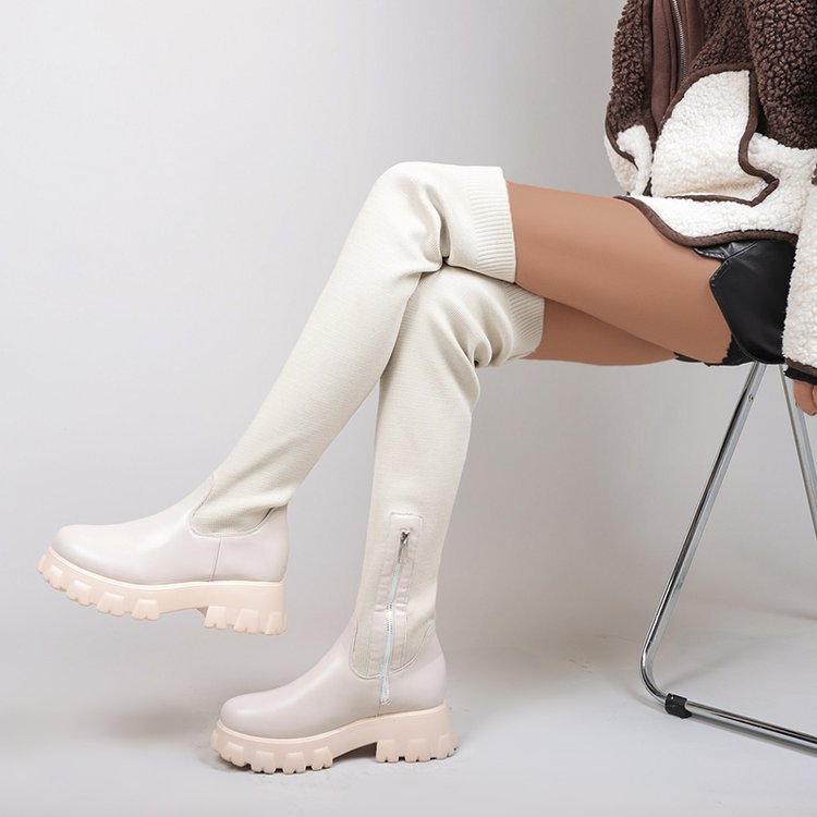 Women's Over-the-Knee Sock Boots, Stretch Knit Platform