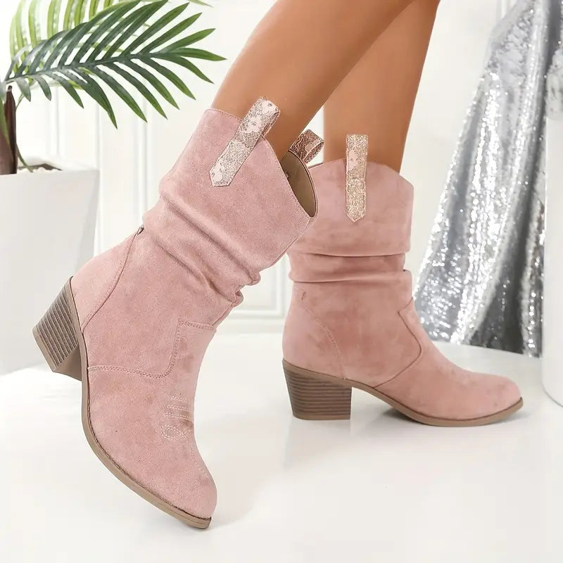 Women's Western Ankle Boots, Tassel and Braided Buckle