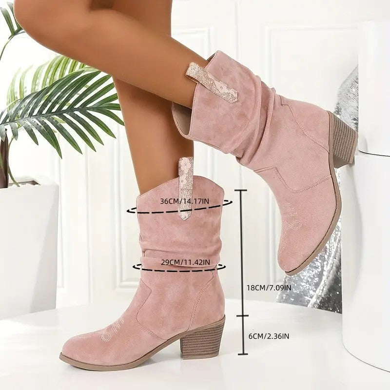 Women's Western Ankle Boots, Tassel and Braided Buckle