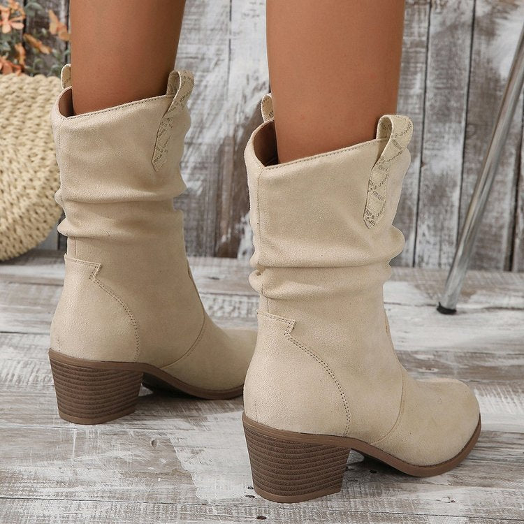 Women's Western Ankle Boots, Tassel and Braided Buckle