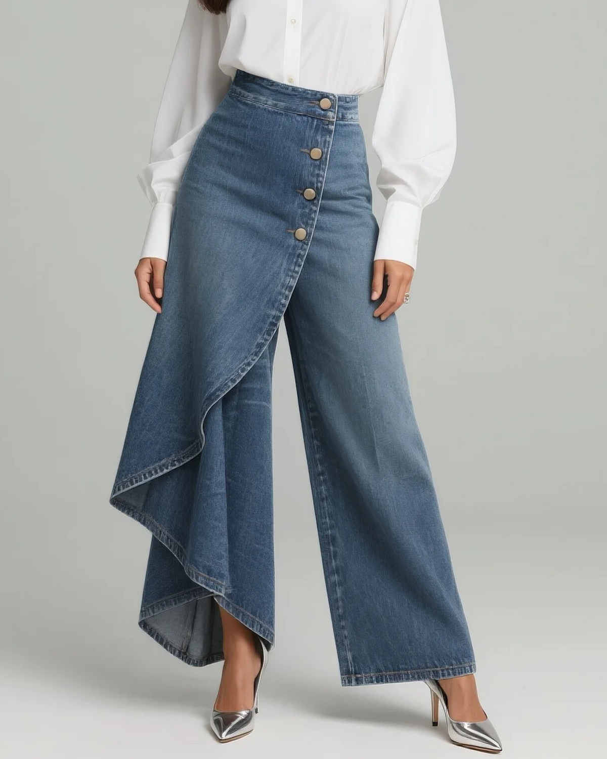 Abigail - Slim Fit Denim Wrap Jeans