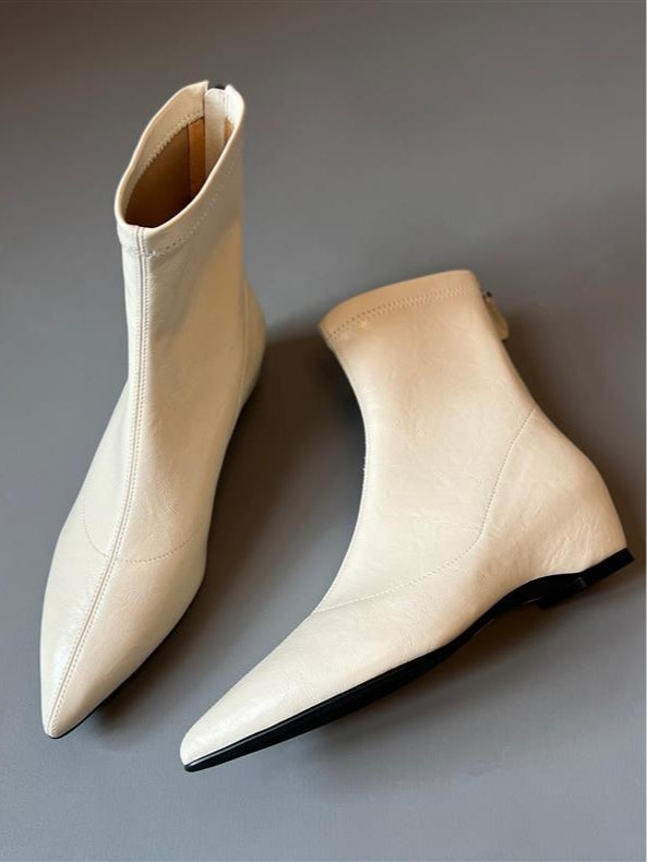 Women's Pointed Toe Stretch Boots, Hidden Wedge Back Zipper