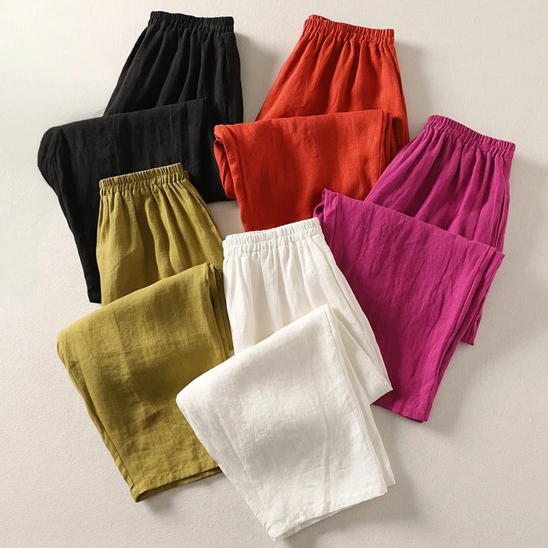 Carolina relaxed wide-leg linen trousers