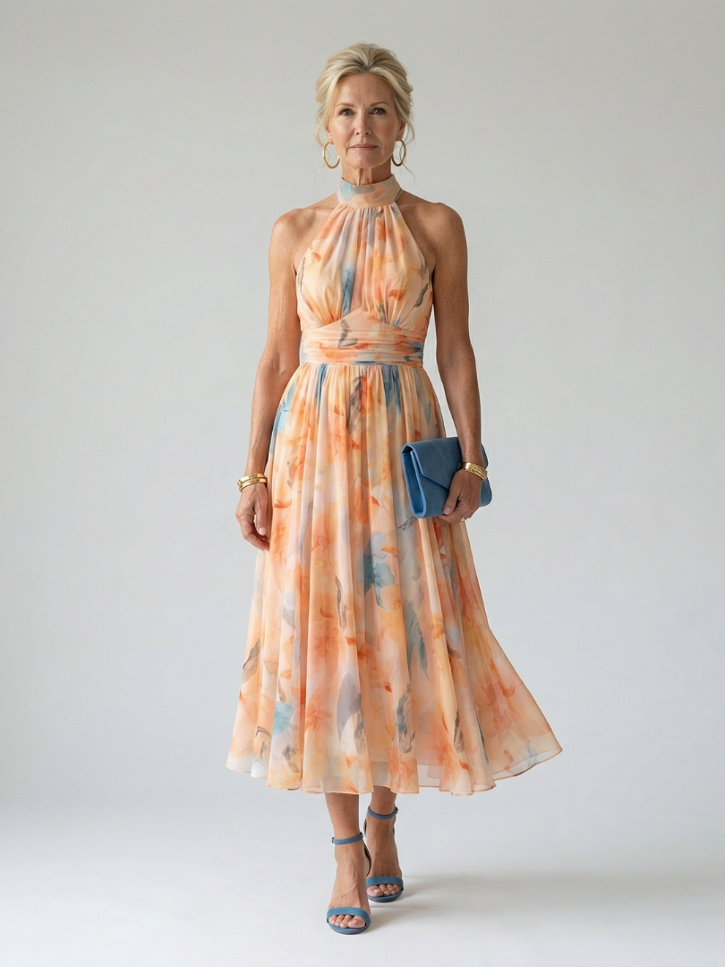 Violet™ | Soft Halter Midi Dress