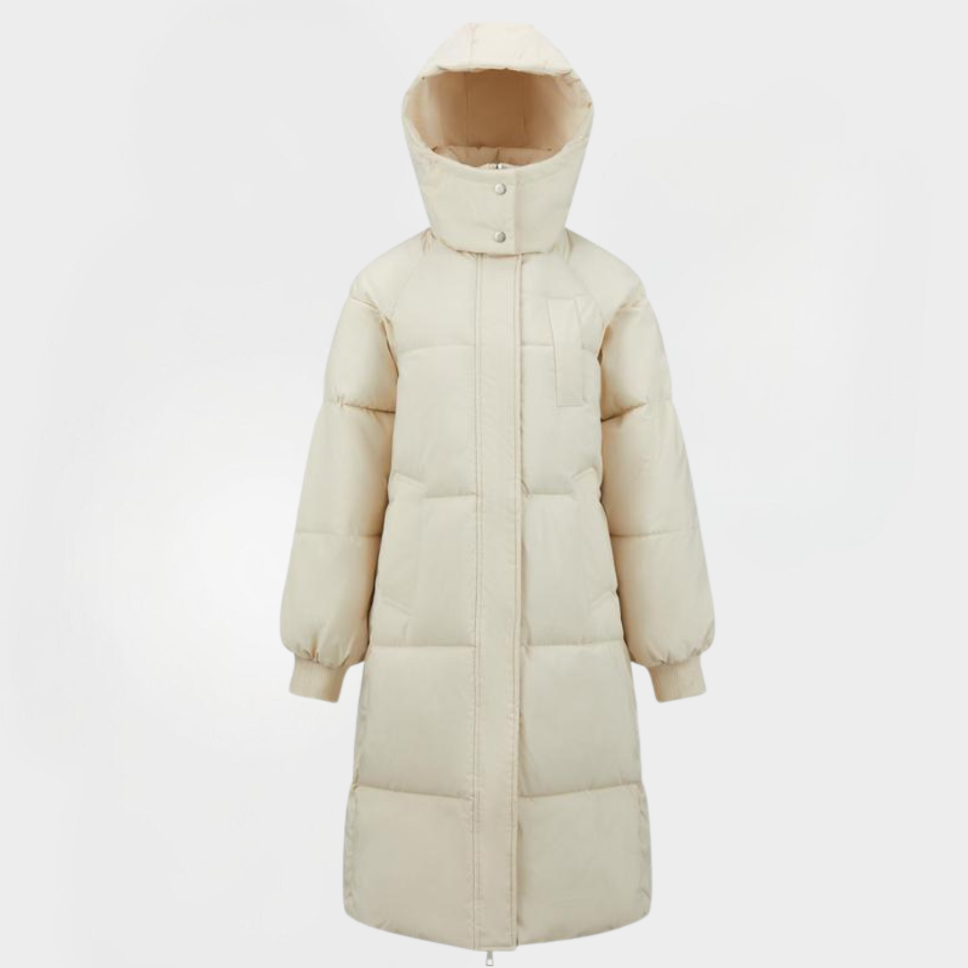 Women's Long Puffer Jacket, Hooded Longline Midi Quilted Coat