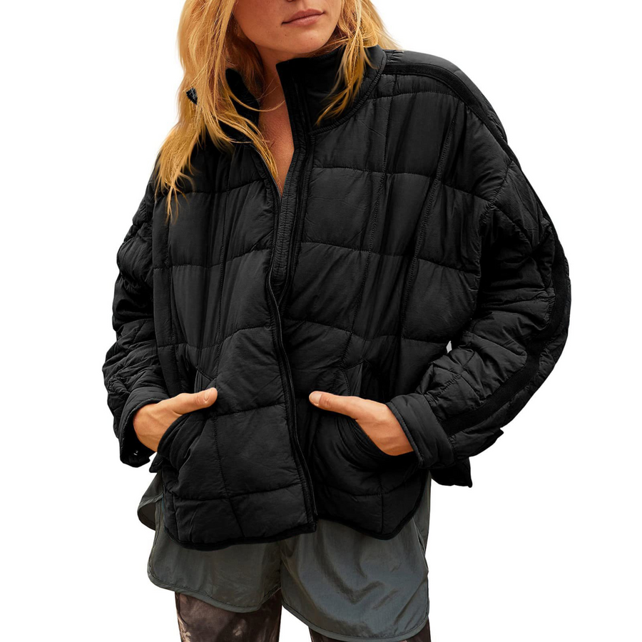 Women's Puffer Jacket, Oversized Quilted Zip Front Cobalt