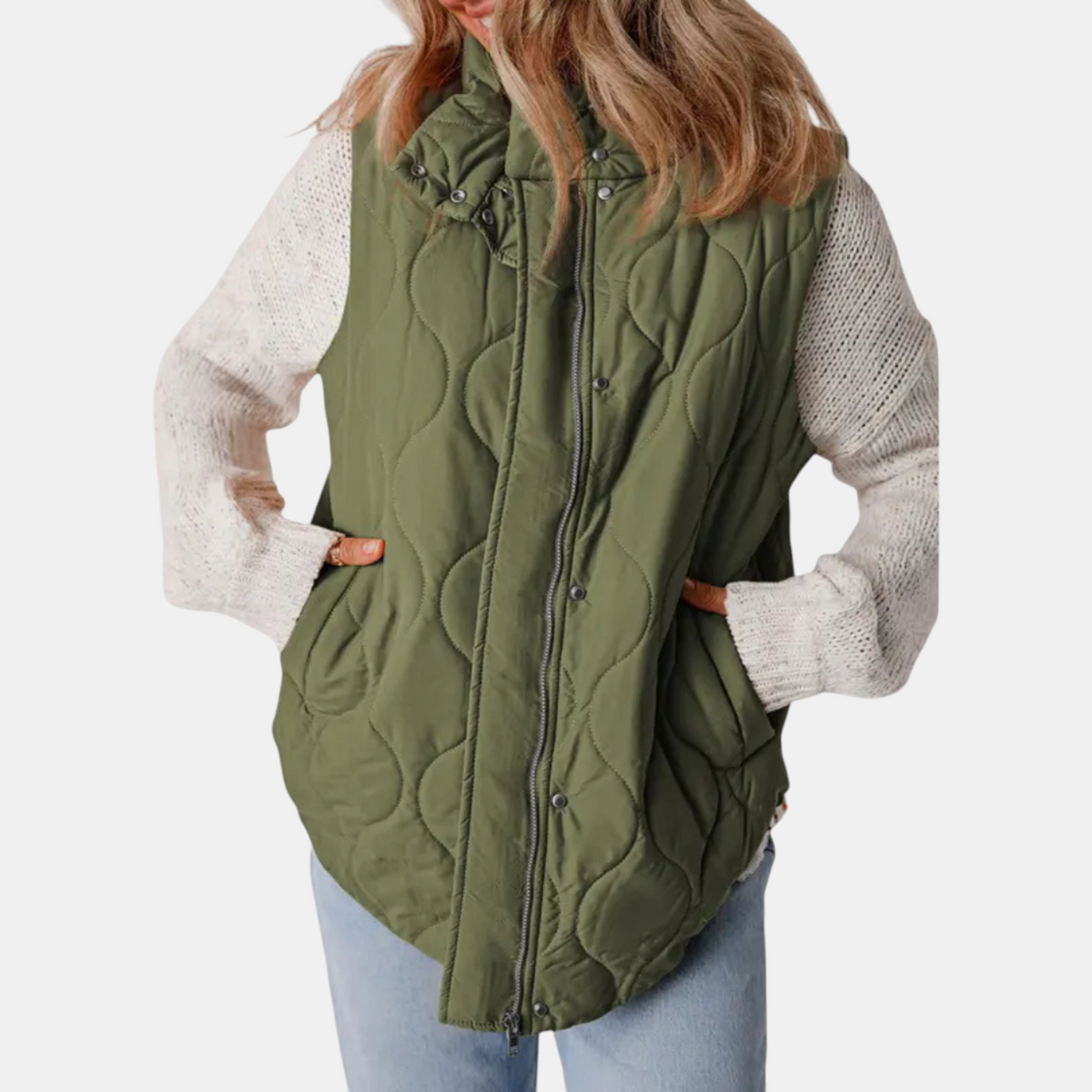 Women's Puffer Vest, Hooded Quilted Sleeveless Zip Up Gilet