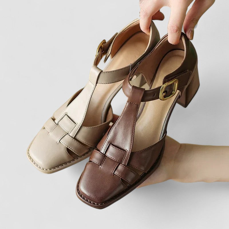VÉRONIQUE | BLOCK HEEL T-STRAP SHOES