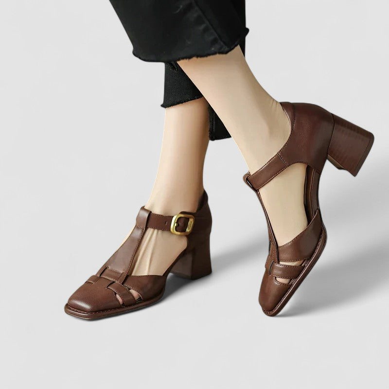 VÉRONIQUE | BLOCK HEEL T-STRAP SHOES