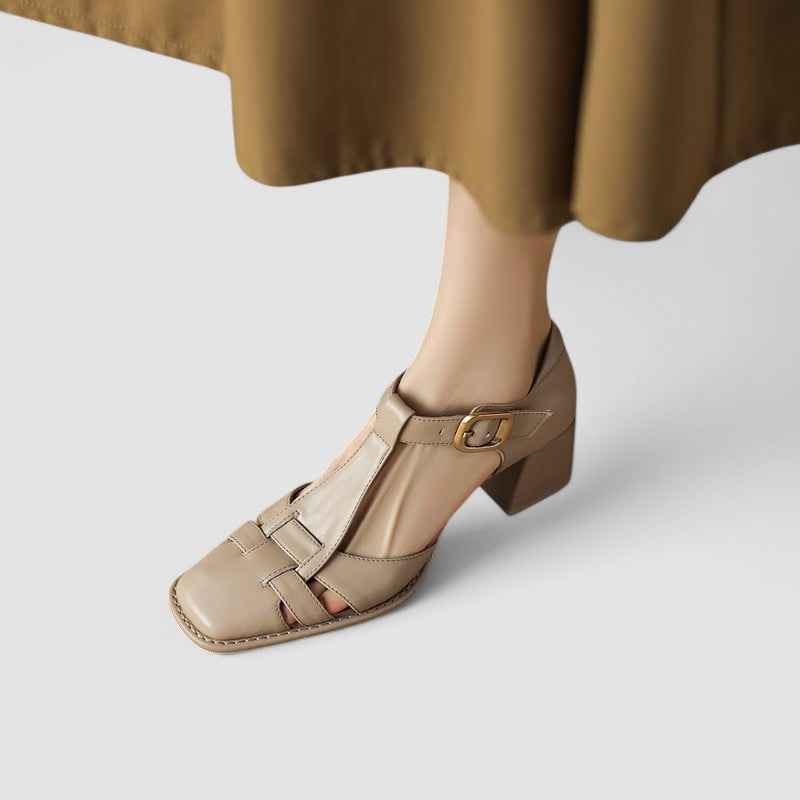 VÉRONIQUE | BLOCK HEEL T-STRAP SHOES