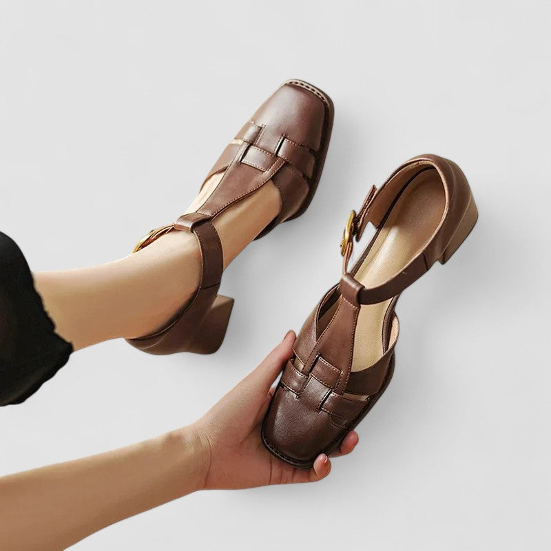 VÉRONIQUE | BLOCK HEEL T-STRAP SHOES