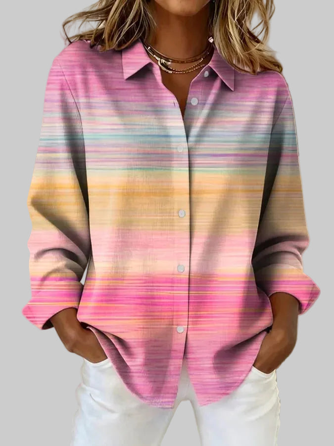 Women's Casual Retro Pink Gradient Shirt