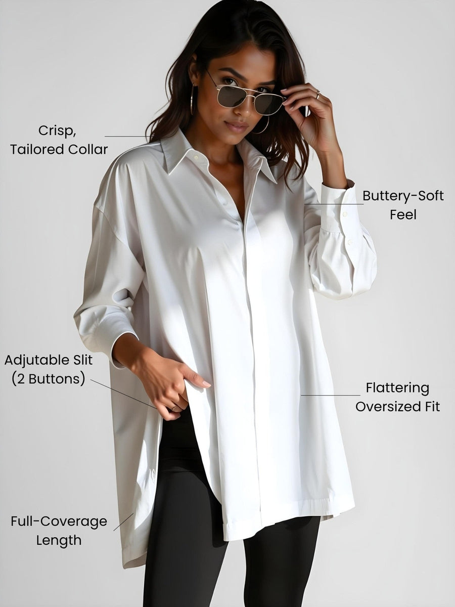 Oversized Lapel Button Shirt Dress
