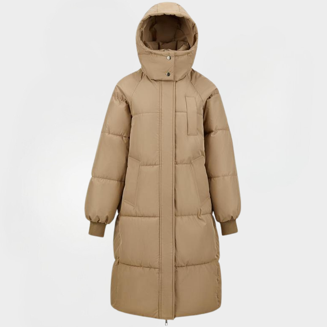 Women's Long Puffer Jacket, Hooded Longline Midi Quilted Coat