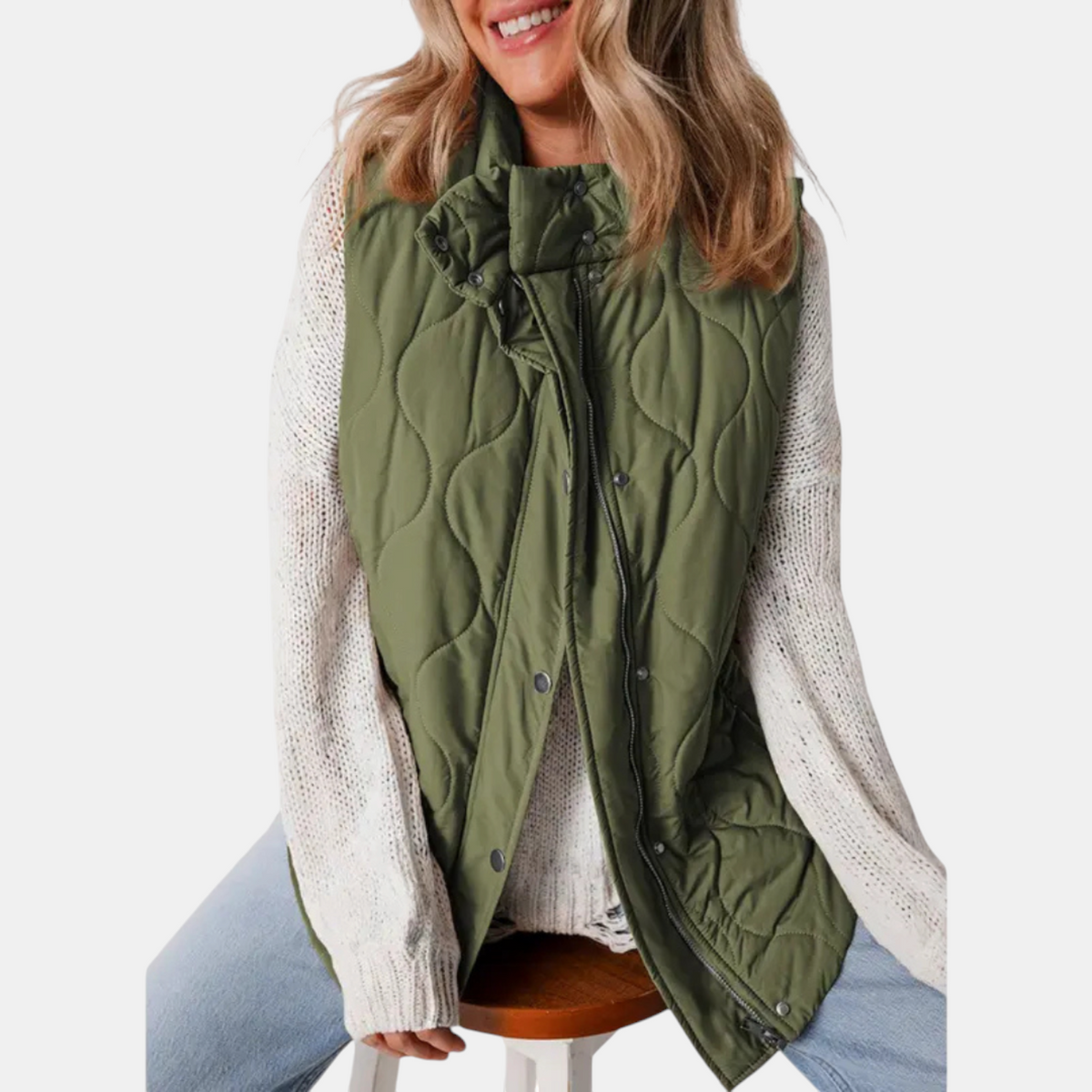 Women's Puffer Vest, Hooded Quilted Sleeveless Zip Up Gilet