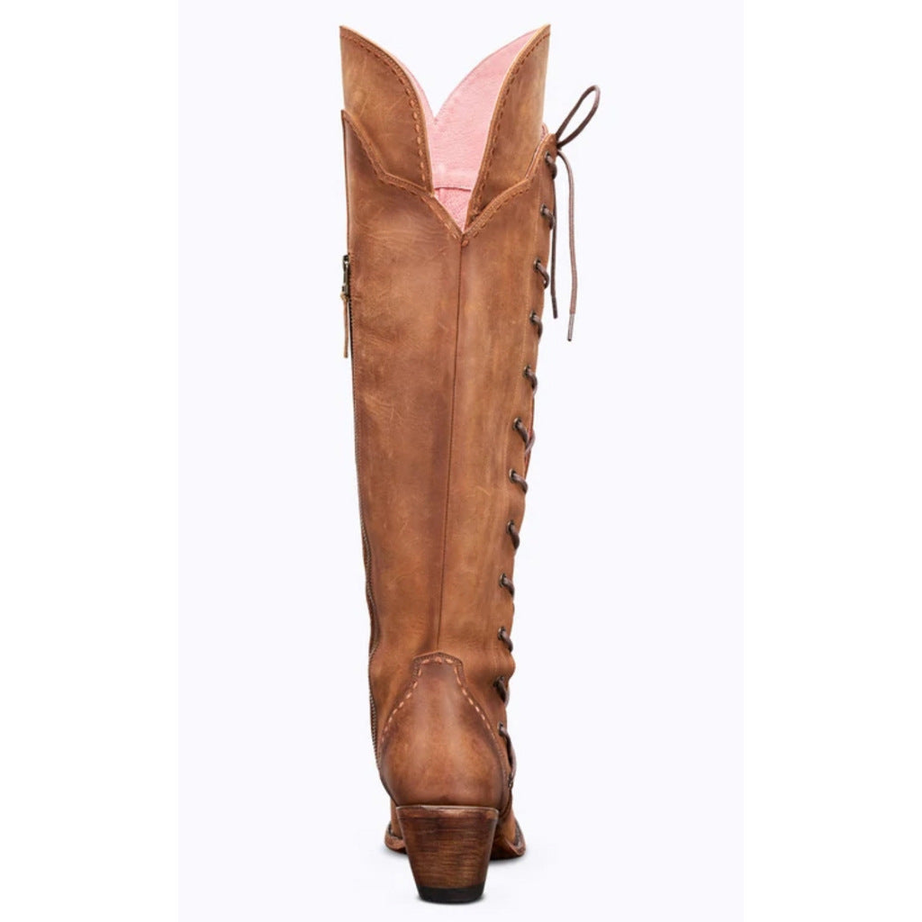 Women's Embroidered Western Boots, Lace-Up Rivet Detail