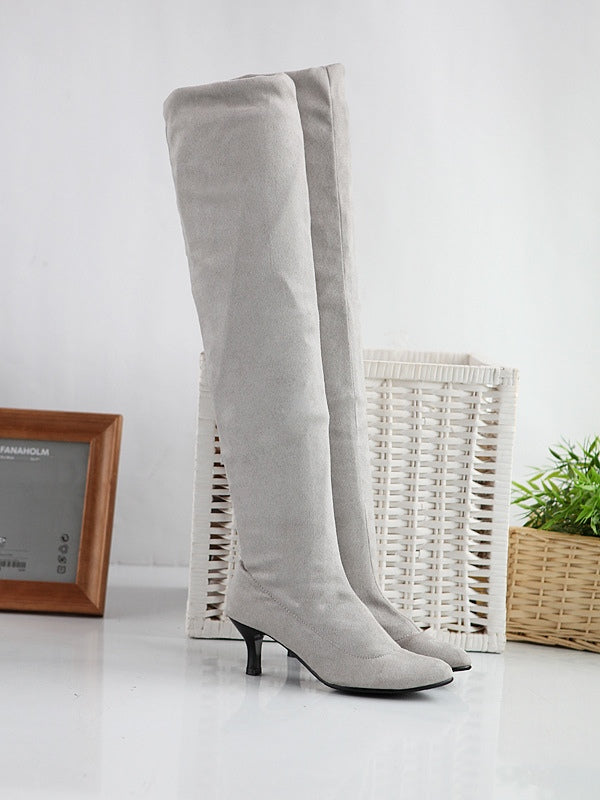 Women's Tall Suede Boots, Pointed Toe Stiletto Heel