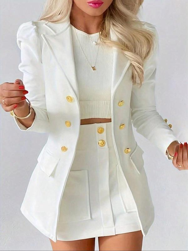 Women's Matching Set, Double-Breasted Blazer and Mini Skirt
