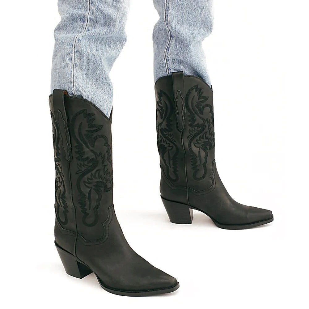 Women's Western Boots, Pointed Toe Rivet Detail