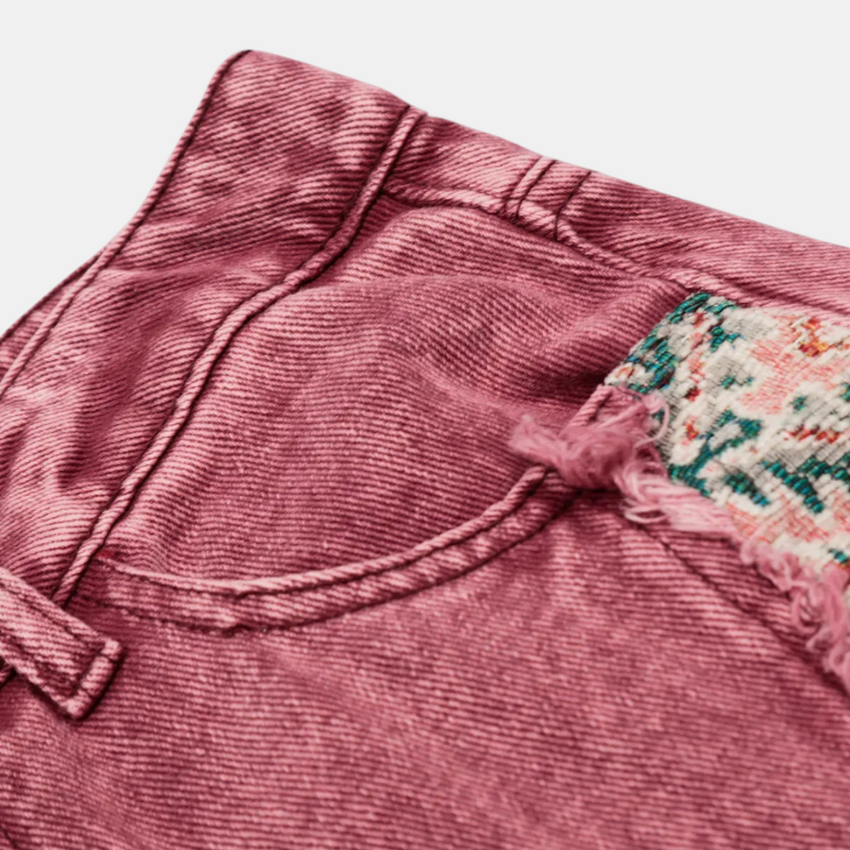 Women's Patchwork Distressed Baggy Wide Leg Jeans with Pockets
