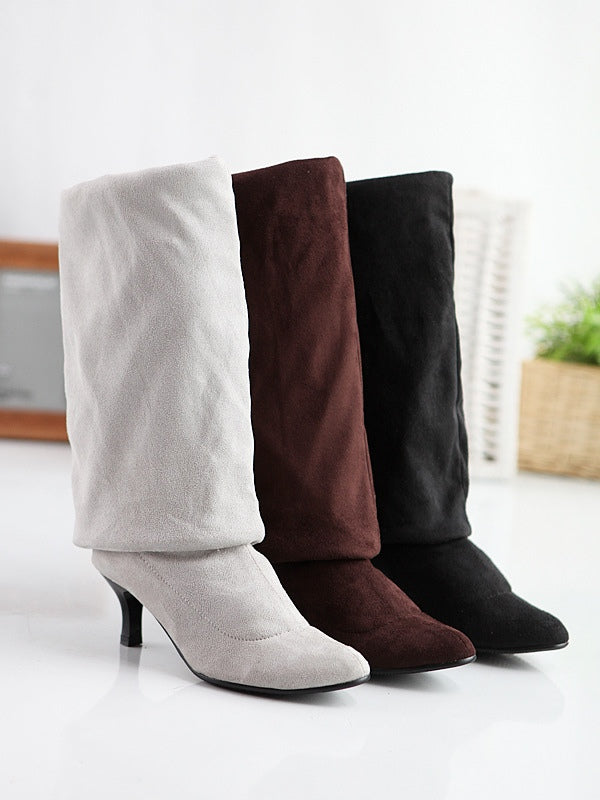 Women's Tall Suede Boots, Pointed Toe Stiletto Heel