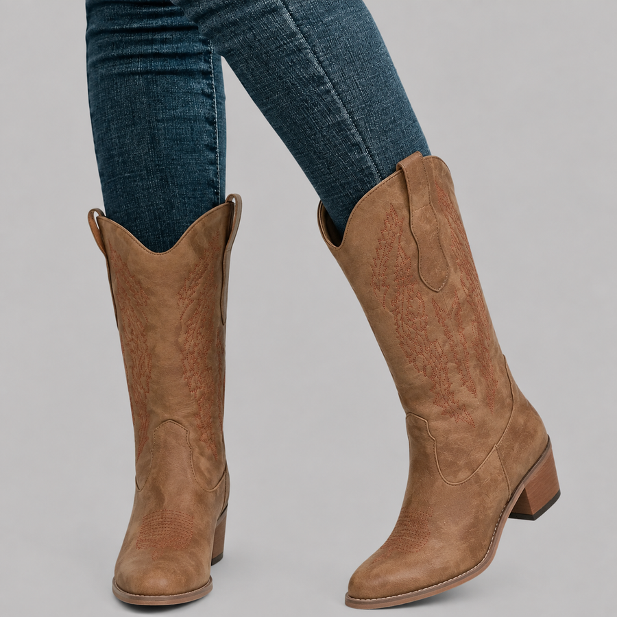 Brown Women's Knee-High Cowboy Boots