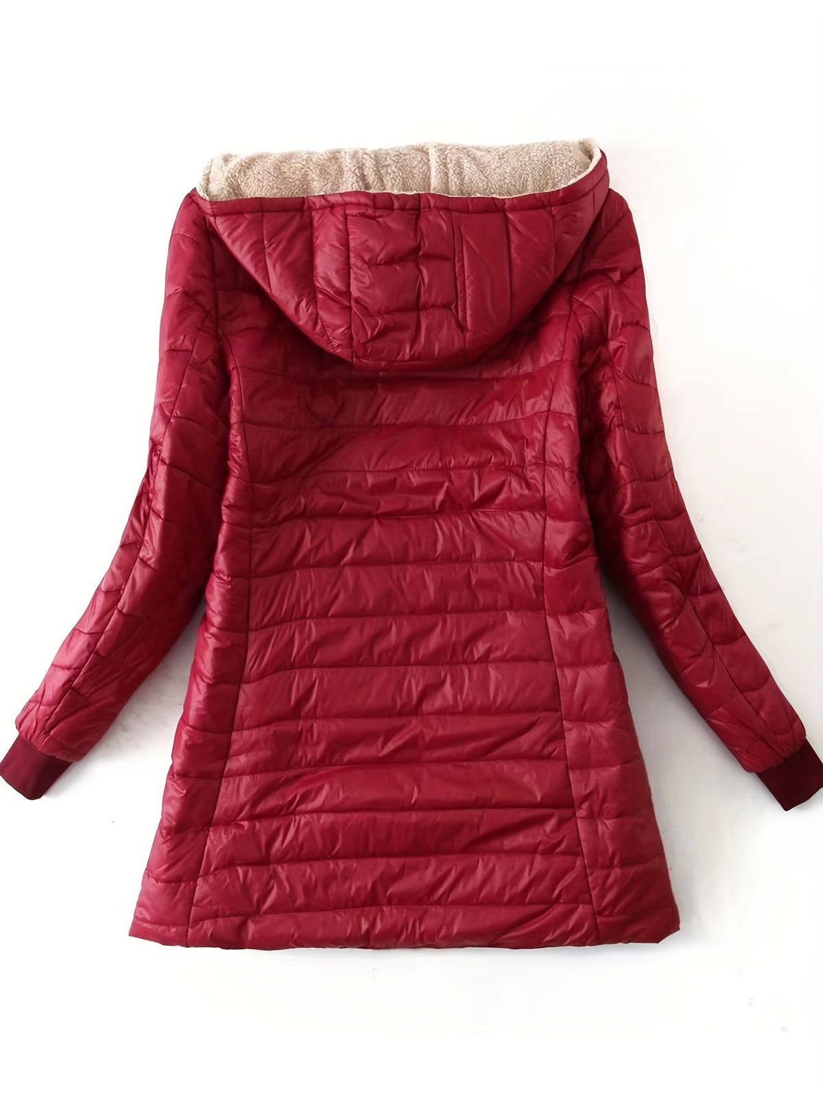 Women's Puffer Jacket with Hood, Sherpa Lined Mid Length Quilted Coat