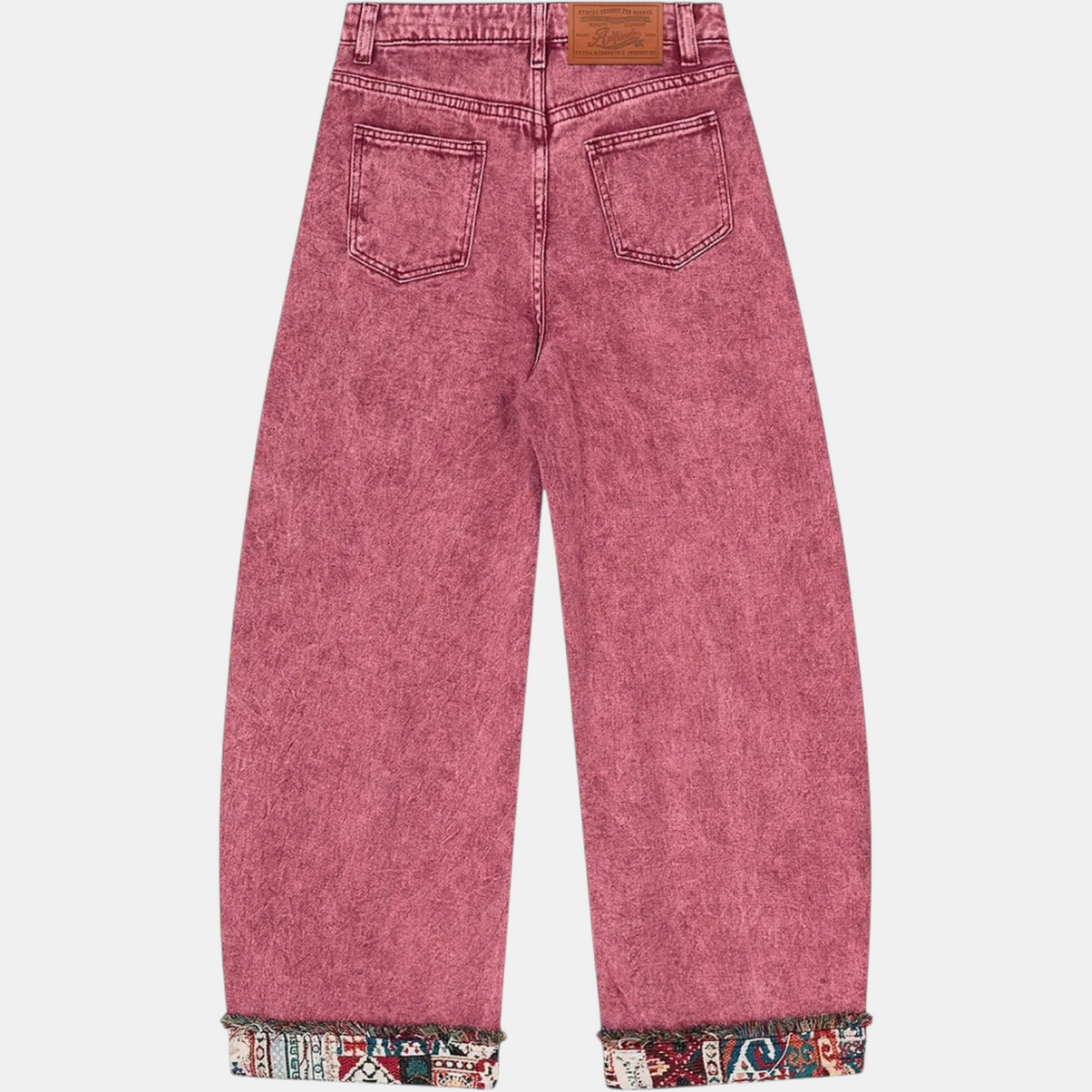 Women's Patchwork Distressed Baggy Wide Leg Jeans with Pockets