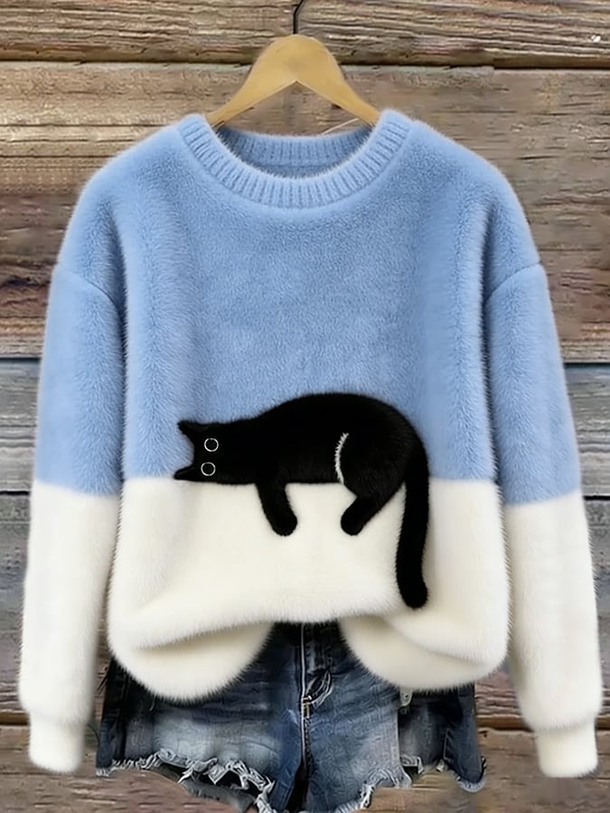 Aileen cat print oversized sweater