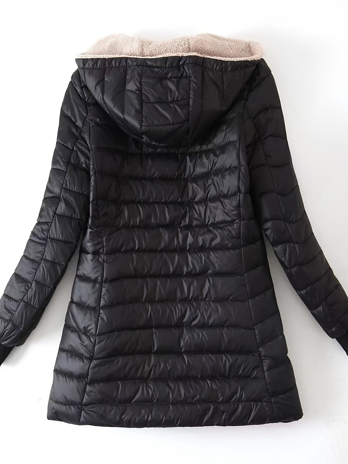 Women's Puffer Jacket with Hood, Sherpa Lined Mid Length Quilted Coat