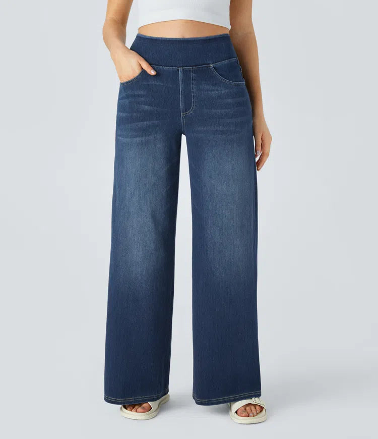 Women's Wide Leg Pants, High Waist Pull-On Jeans
