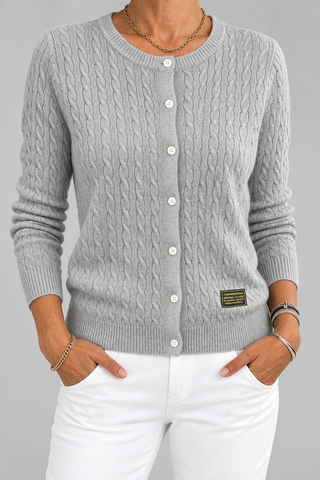 Tilde | Cable-Knit Button Cardigan