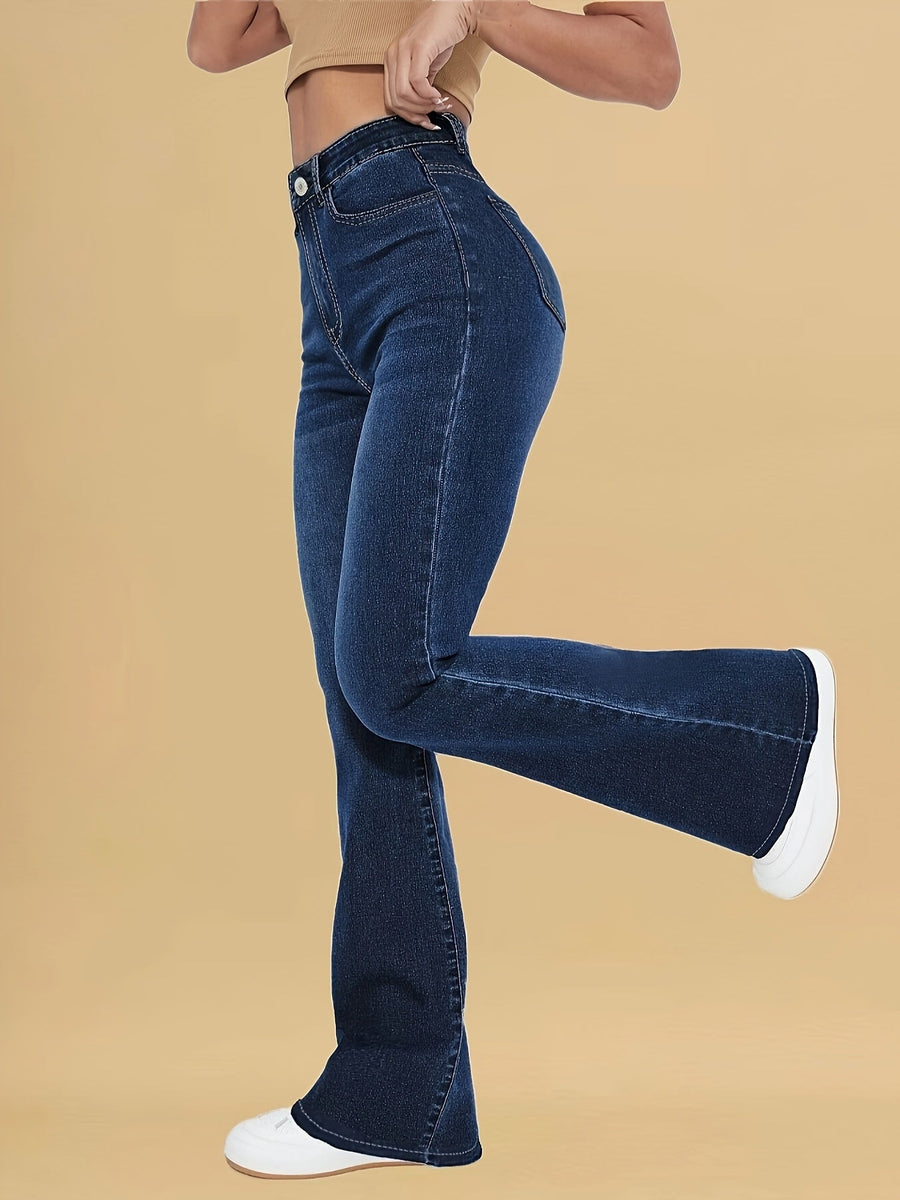 Women's Flare Jeans, High Waist Fitted Hip Bell Bottom