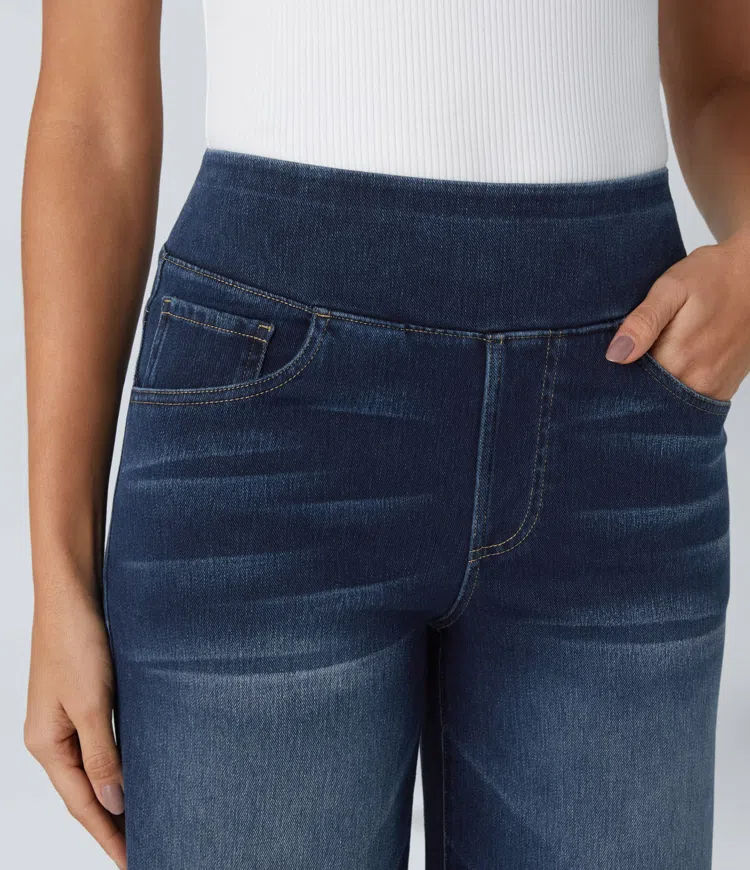 Women's Wide Leg Pants, High Waist Pull-On Jeans