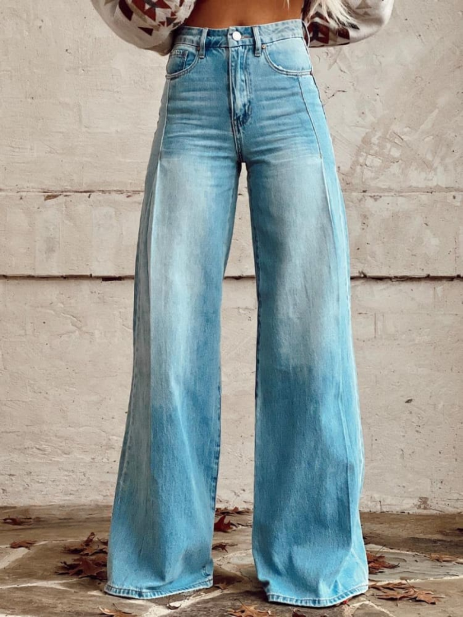 Women's Wide Leg Pants, High Rise Retro Full Length