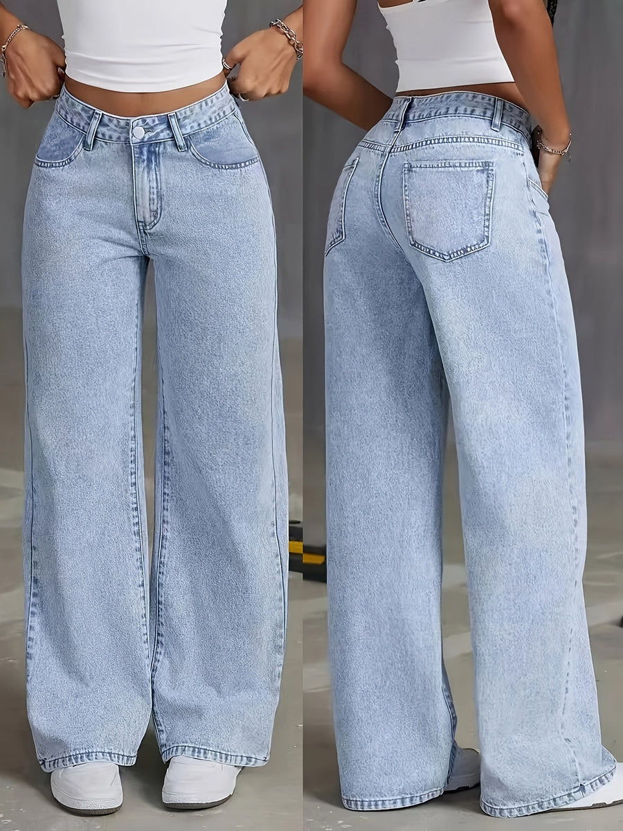 Women's Baggy Jeans, High Rise Wide Leg Full Length