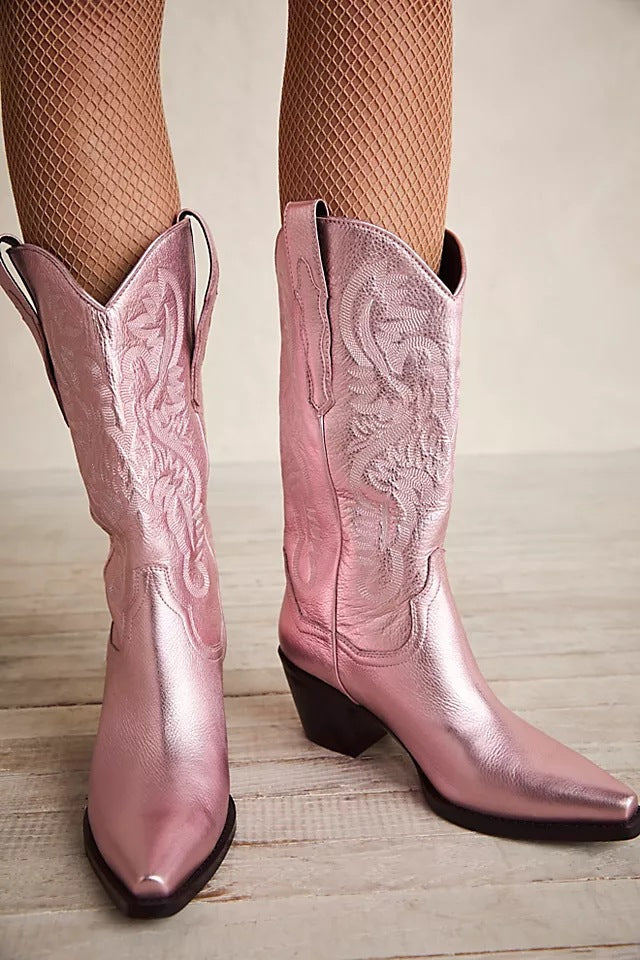 Women's Western Boots, Pointed Toe Rivet Detail