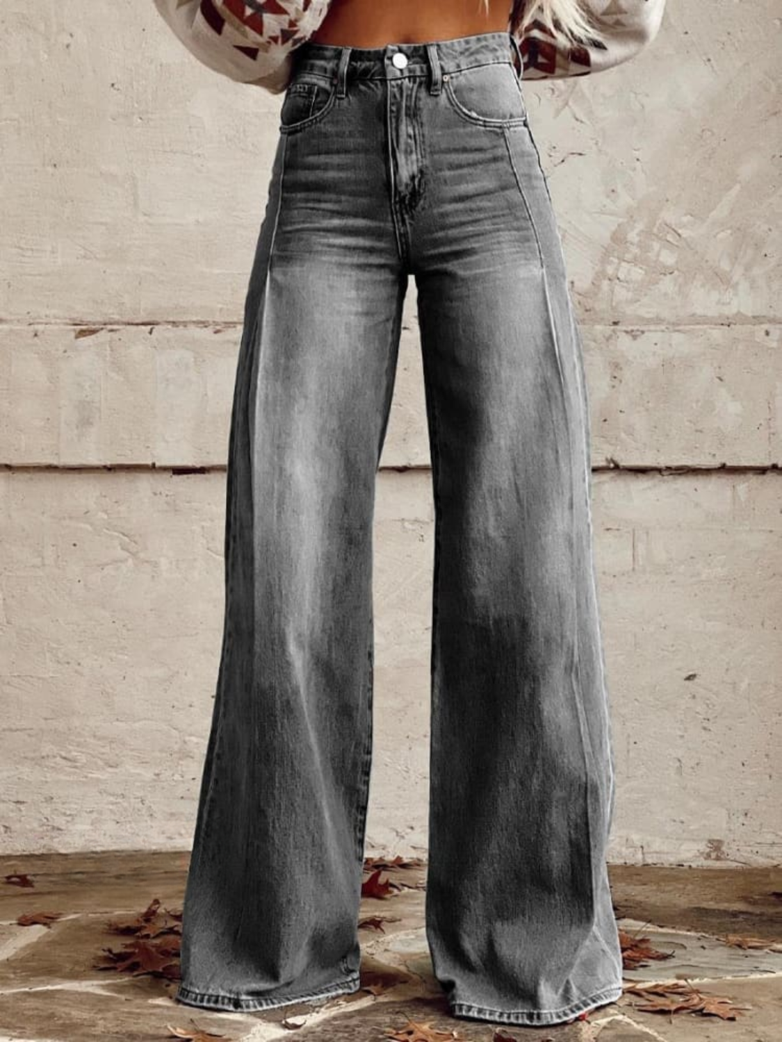 Women's Wide Leg Pants, High Rise Retro Full Length