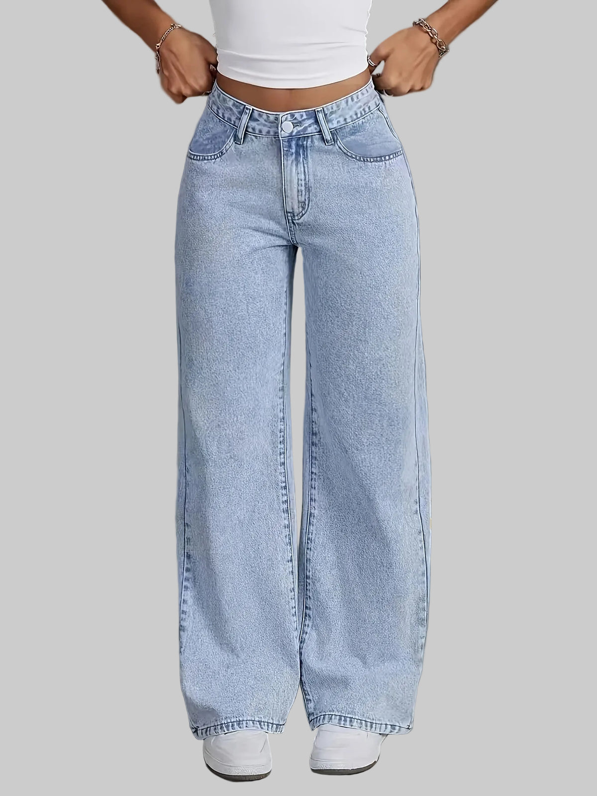 Women's Baggy Jeans, High Rise Wide Leg Full Length