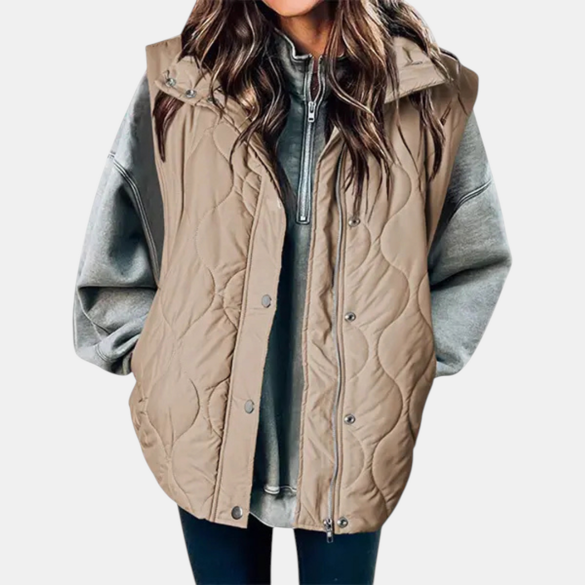 Women's Puffer Vest, Hooded Quilted Sleeveless Zip Up Gilet