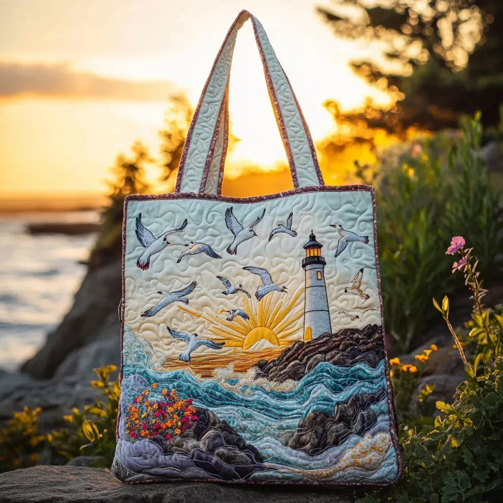 Seaside Light handmade quilted tote bag